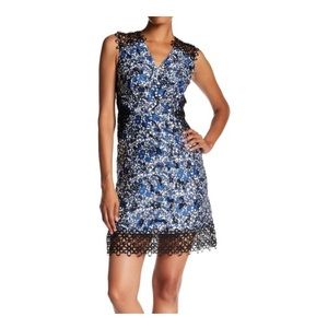 NWT Elie Tahari “Wren” blue and white floral mini homecoming HOCO dress